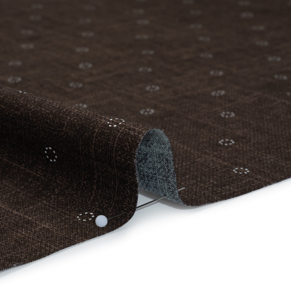 Printed Quilting Cotton by Ghazal Razavi for FIGO Studio - Brown Stitches Circles - Stash Collection - Full - Image 4 of 7