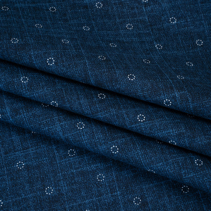 Printed Quilting Cotton by Ghazal Razavi for FIGO Studio - Denim Stitches Circles - Stash Collection