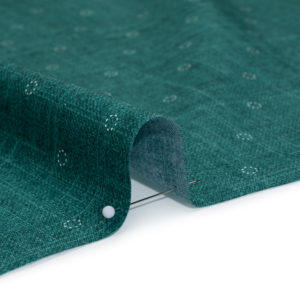 Printed Quilting Cotton by Ghazal Razavi for FIGO Studio - Teal Stitches Circles - Stash Collection Full