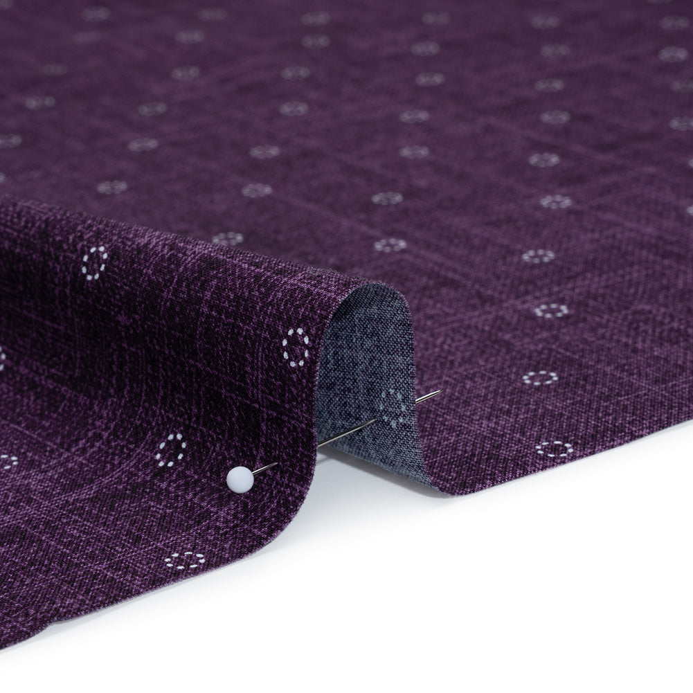Printed Quilting Cotton by Ghazal Razavi for FIGO Studio - Purple Stitches Circles - Stash Collection Full