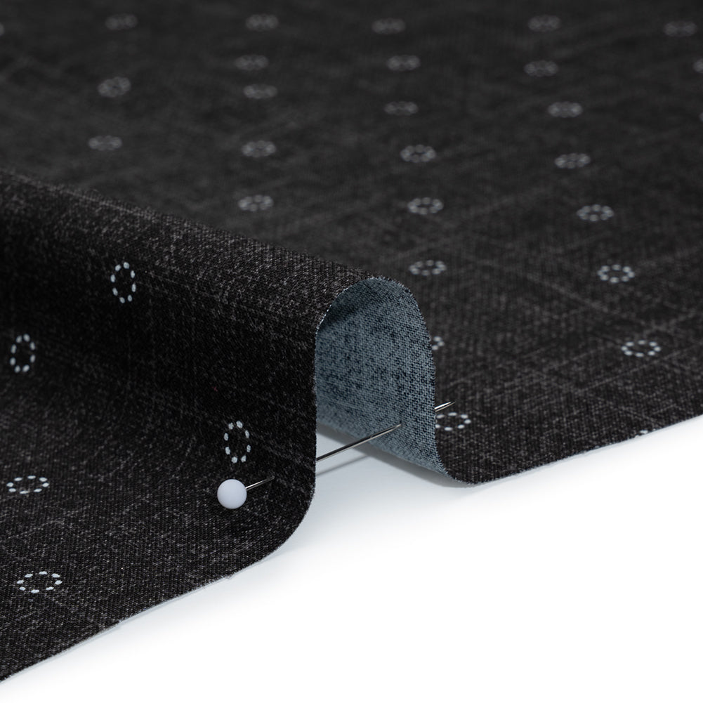 Printed Quilting Cotton by Ghazal Razavi for FIGO Studio - Black Stitches Circles - Stash Collection - Full - Image 3 of 6