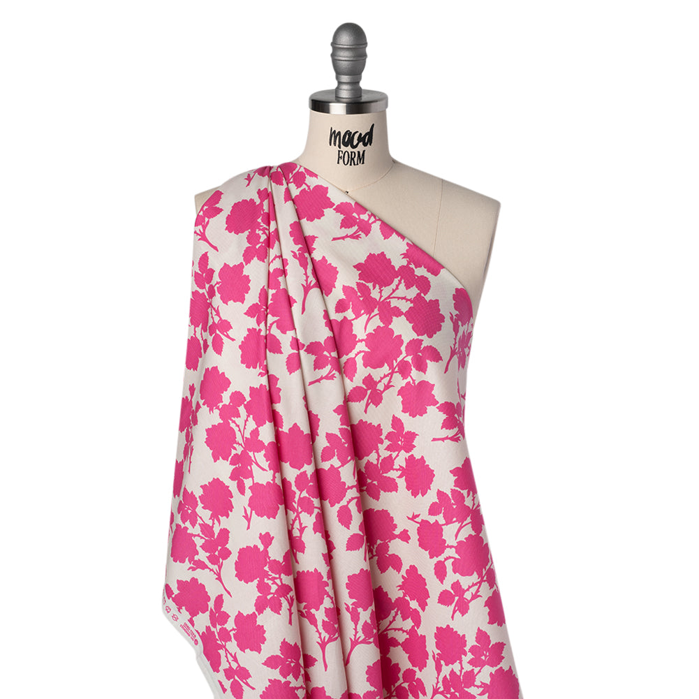 Printed Quilting Cotton by Heather Bailey for FIGO Studio - Cerise Bramble Floral Silhouettes - Pop Sugar Collection Folded