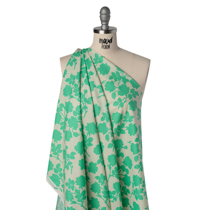Printed Quilting Cotton by Heather Bailey for FIGO Studio - Turquoise Bramble Floral Silhouettes - Pop Sugar Collection