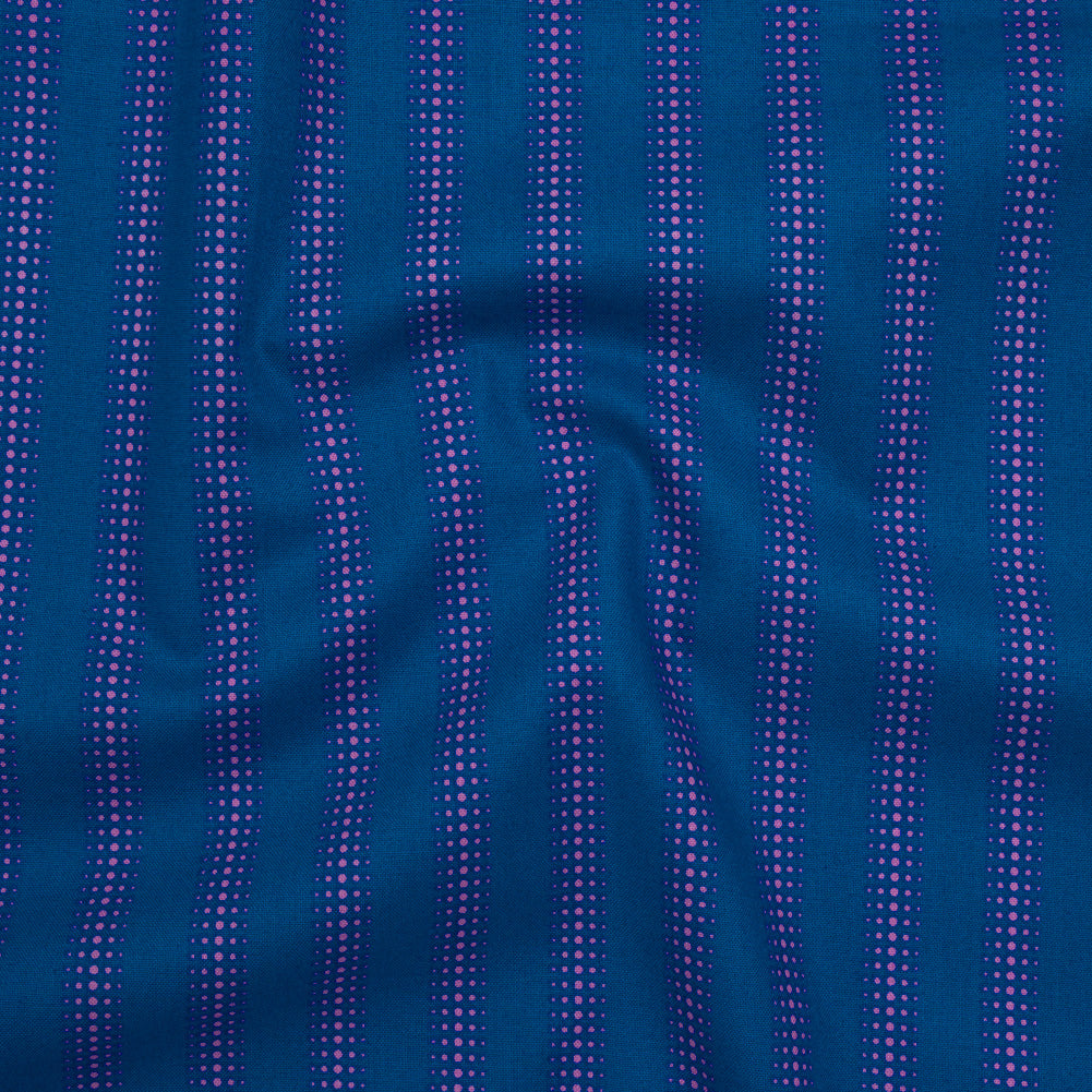 Printed Quilting Cotton by Heather Bailey for FIGO Studio - Navy Dot Stripe - Pop Sugar Collection - Drape