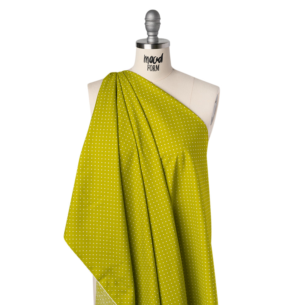 Printed Quilting Cotton by Heather Bailey for FIGO Studio - Chartreuse Lottie Dot Square Polka Dots - Pop Sugar Collection - Folded