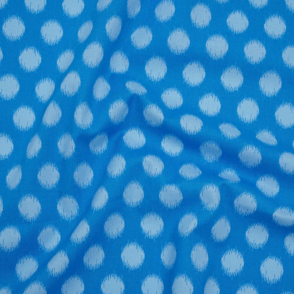 Printed Quilting Cotton by Heather Bailey for FIGO Studio - Blue Top Dot Ikat Polka Dots - Pop Sugar Collection Drape