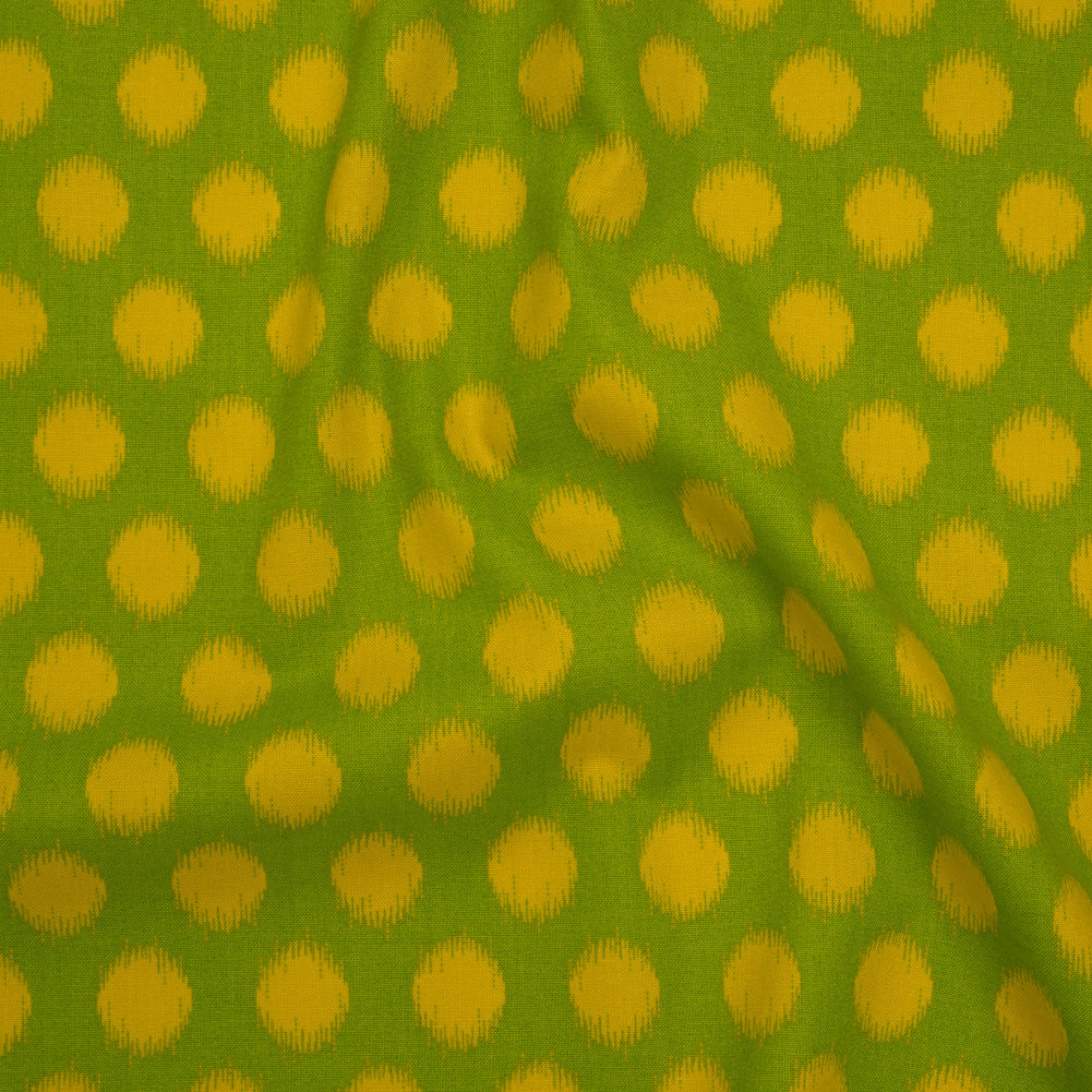 Printed Quilting Cotton by Heather Bailey for FIGO Studio - Green Top Dot Ikat Polka Dots - Pop Sugar Collection - Drape