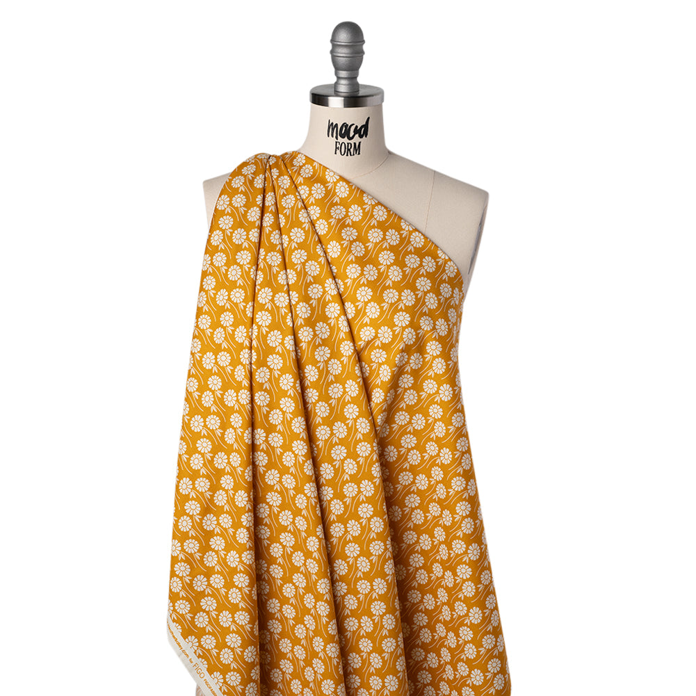Printed Quilting Cotton by Heather Bailey for FIGO Studio - Butterscotch Upsy Daisy Floral - Pop Sugar Collection - Folded