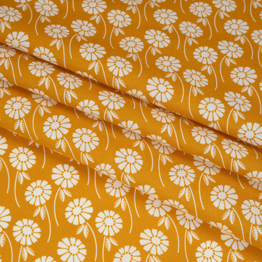 Printed Quilting Cotton by Heather Bailey for FIGO Studio - Butterscotch Upsy Daisy Floral - Pop Sugar Collection - Detail