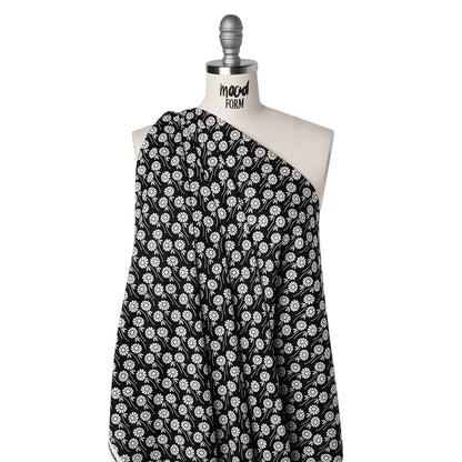 Printed Quilting Cotton by Heather Bailey for FIGO Studio - Licorice Upsy Daisy Floral - Pop Sugar Collection