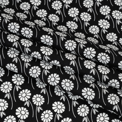 Printed Quilting Cotton by Heather Bailey for FIGO Studio - Licorice Upsy Daisy Floral - Pop Sugar Collection