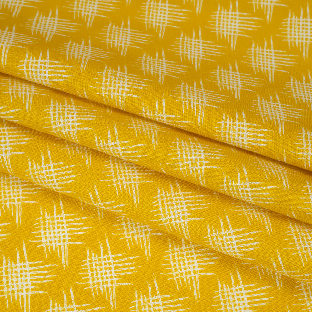 Printed Quilting Cotton by Heather Bailey for FIGO Studio - Lemon Woven Grid Lines- Pop Sugar Collection Detail