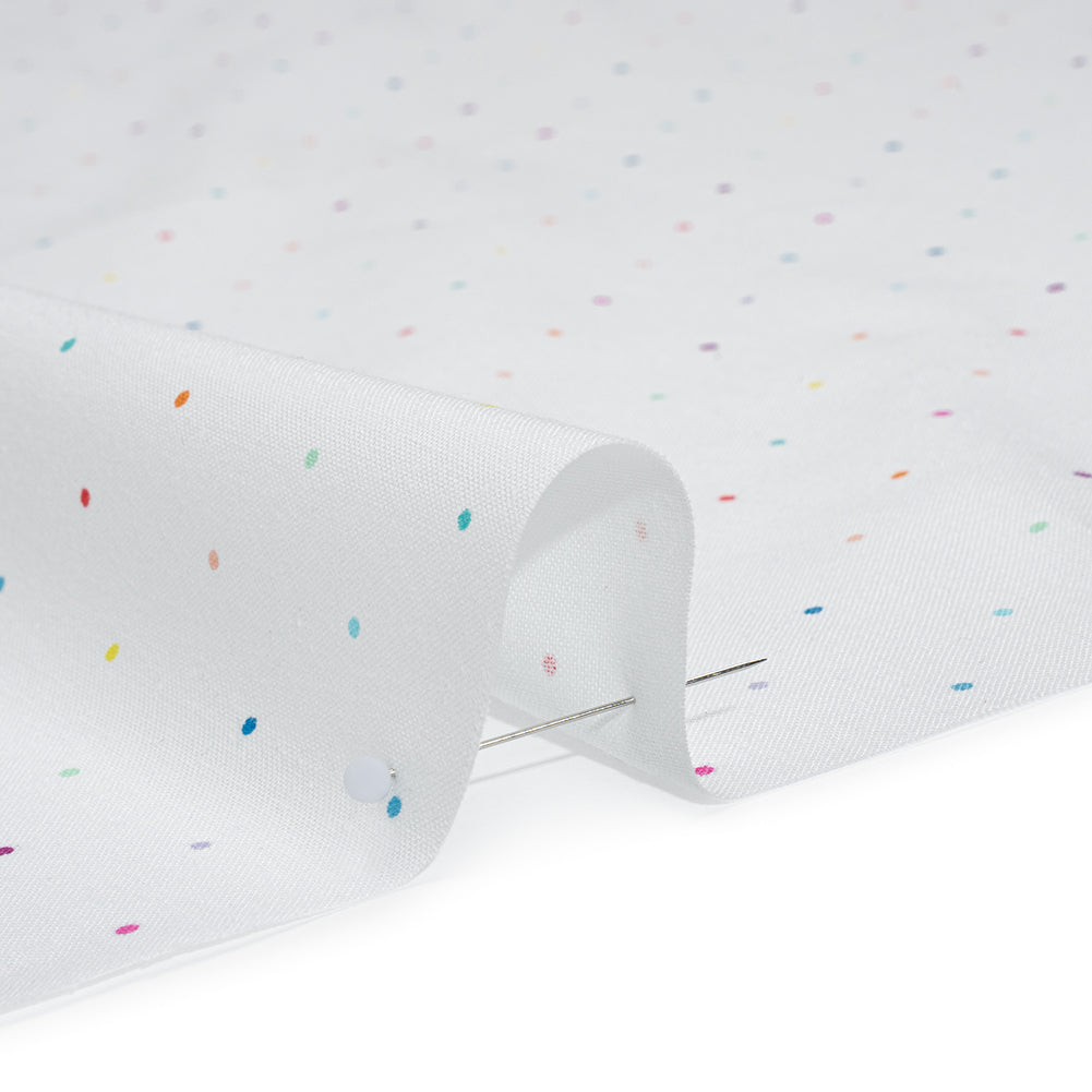 Printed Quilting Cotton by Ghazal Razavi for FIGO Studio - Rainbow and White Ditsy Dots- Dovetail Collection Detail