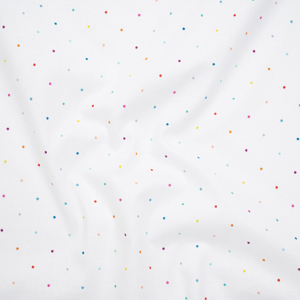 Printed Quilting Cotton by Ghazal Razavi for FIGO Studio - Rainbow and White Ditsy Dots- Dovetail Collection