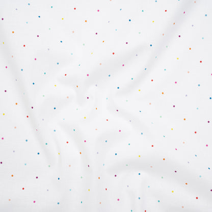 Printed Quilting Cotton by Ghazal Razavi for FIGO Studio - Rainbow and White Ditsy Dots- Dovetail Collection