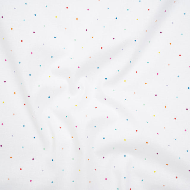 Printed Quilting Cotton by Ghazal Razavi for FIGO Studio - Rainbow and White Ditsy Dots- Dovetail Collection