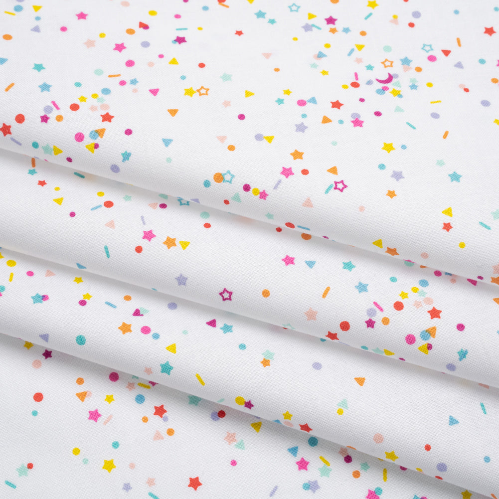 Printed Quilting Cotton by Ghazal Razavi for FIGO Studio - Rainbow and White Sprinkles- Dovetail Collection
