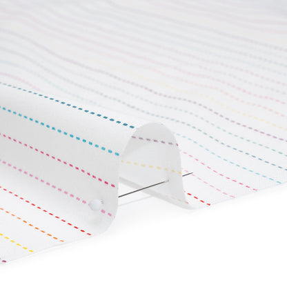 Printed Quilting Cotton by Ghazal Razavi for FIGO Studio - Rainbow and White Dashed Stripes - Dovetail Collection