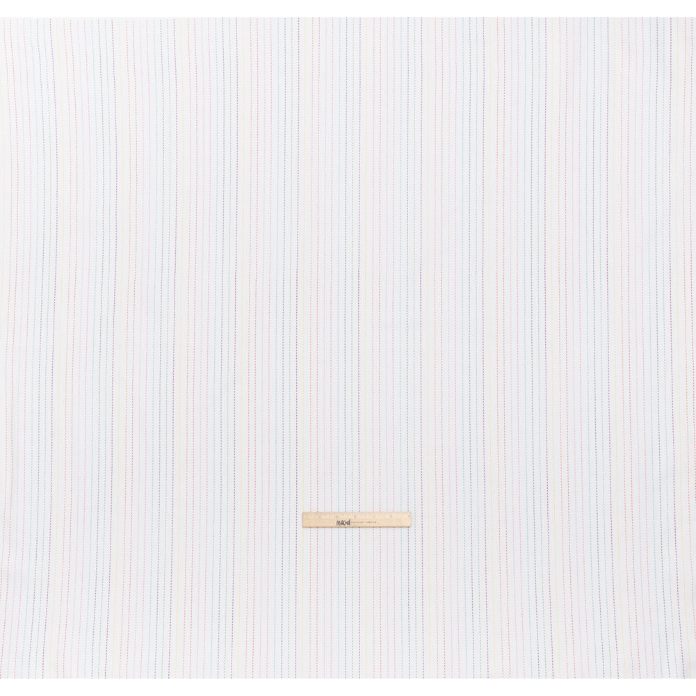 Printed Quilting Cotton by Ghazal Razavi for FIGO Studio - Rainbow and White Dashed Stripes - Dovetail Collection