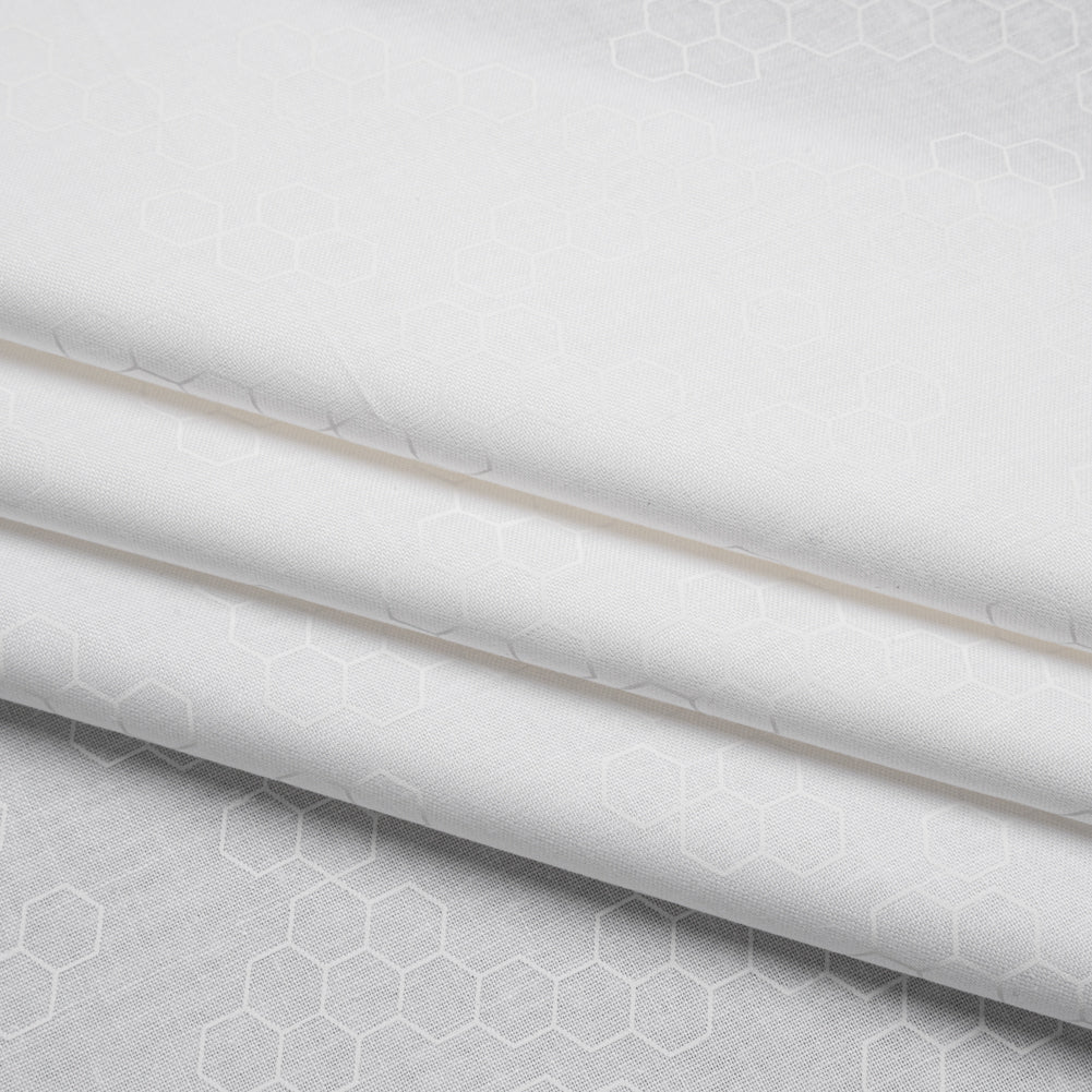 Printed Quilting Cotton by Ghazal Razavi for FIGO Studio - White on White Hexies - Dovetail Collection