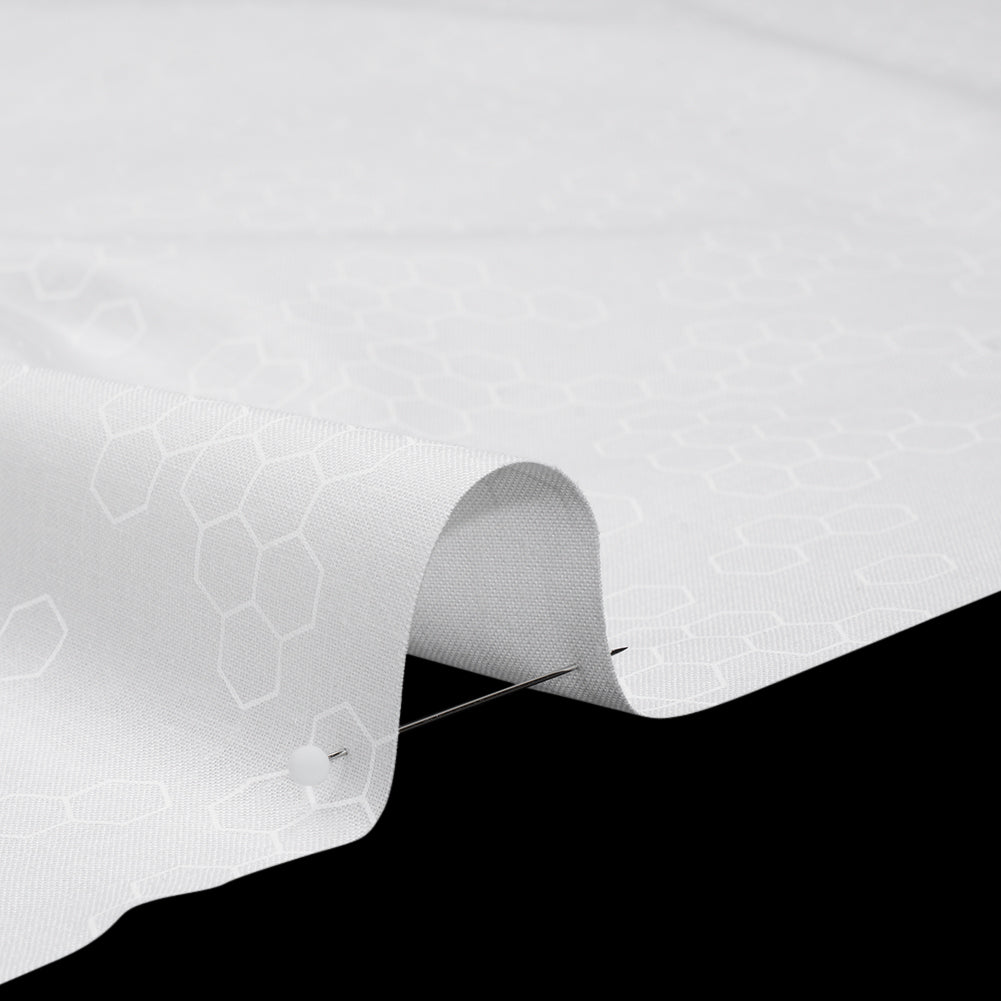Printed Quilting Cotton by Ghazal Razavi for FIGO Studio - White on White Hexies - Dovetail Collection