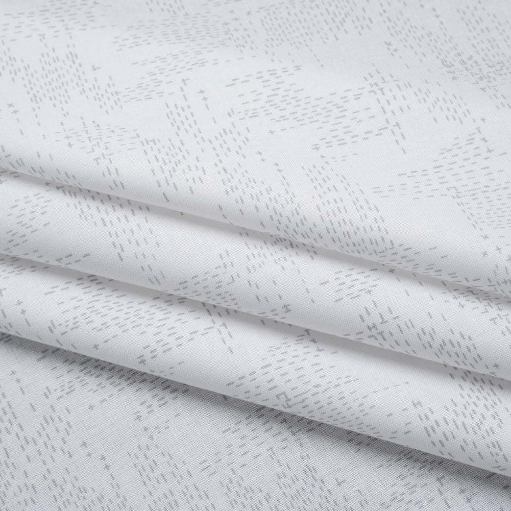 Printed Quilting Cotton by Ghazal Razavi for FIGO Studio - White and Gray Stitches - Dovetail Collection