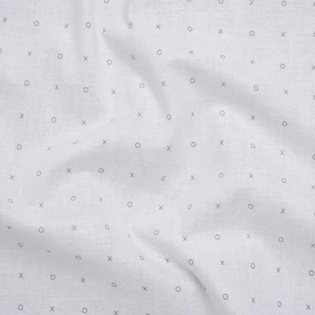 Printed Quilting Cotton by Ghazal Razavi for FIGO Studio - White and Gray XO Grid - Dovetail Collection