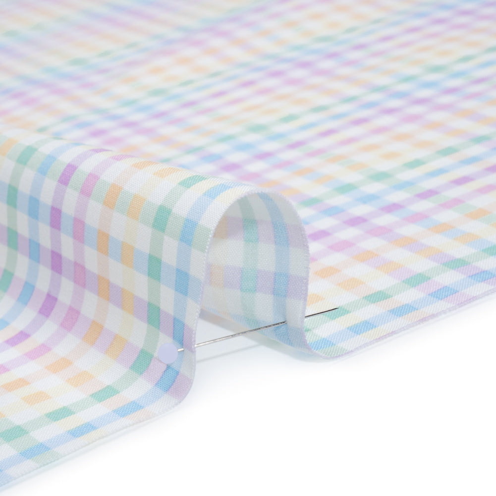 Printed Quilting Cotton by Ghazal Razavi for FIGO Studio - Pastel Rainbow and White Checks - Dovetail Collection - Detail