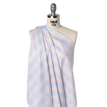 Printed Quilting Cotton by Ghazal Razavi for FIGO Studio - Pastel Rainbow and White Checks - Dovetail Collection