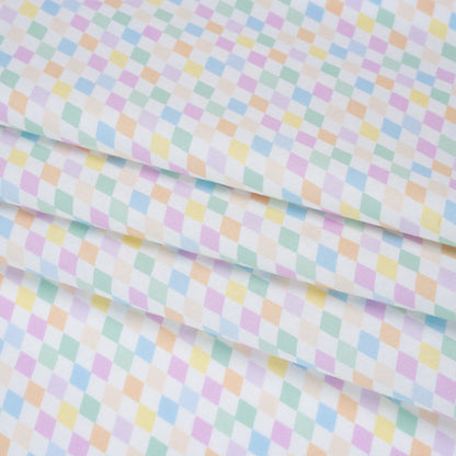 Printed Quilting Cotton by Ghazal Razavi for FIGO Studio - Pastel Rainbow and White Diamonds - Dovetail Collection Folded