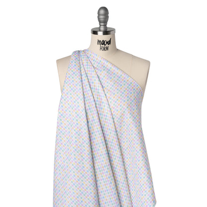 Printed Quilting Cotton by Ghazal Razavi for FIGO Studio - Pastel Rainbow and White Diamonds - Dovetail Collection Drape