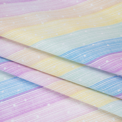 Printed Quilting Cotton by Ghazal Razavi for FIGO Studio - Pastel Rainbow and White Icing Stripes and Dots - Dovetail Collection Folded
