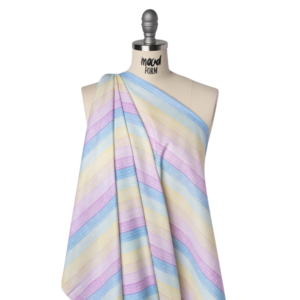 Printed Quilting Cotton by Ghazal Razavi for FIGO Studio - Pastel Rainbow and White Icing Stripes and Dots - Dovetail Collection Drape