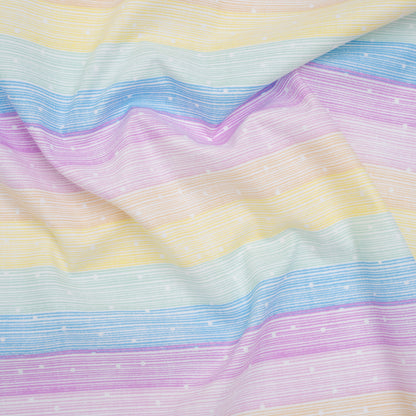 Printed Quilting Cotton by Ghazal Razavi for FIGO Studio - Pastel Rainbow and White Icing Stripes and Dots - Dovetail Collection
