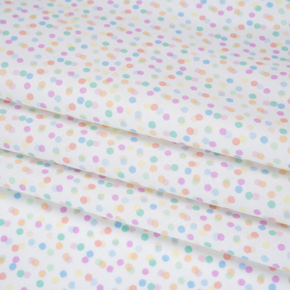 Printed Quilting Cotton by Ghazal Razavi for FIGO Studio - Pastel Rainbow and White Candy Dots - Dovetail Collection