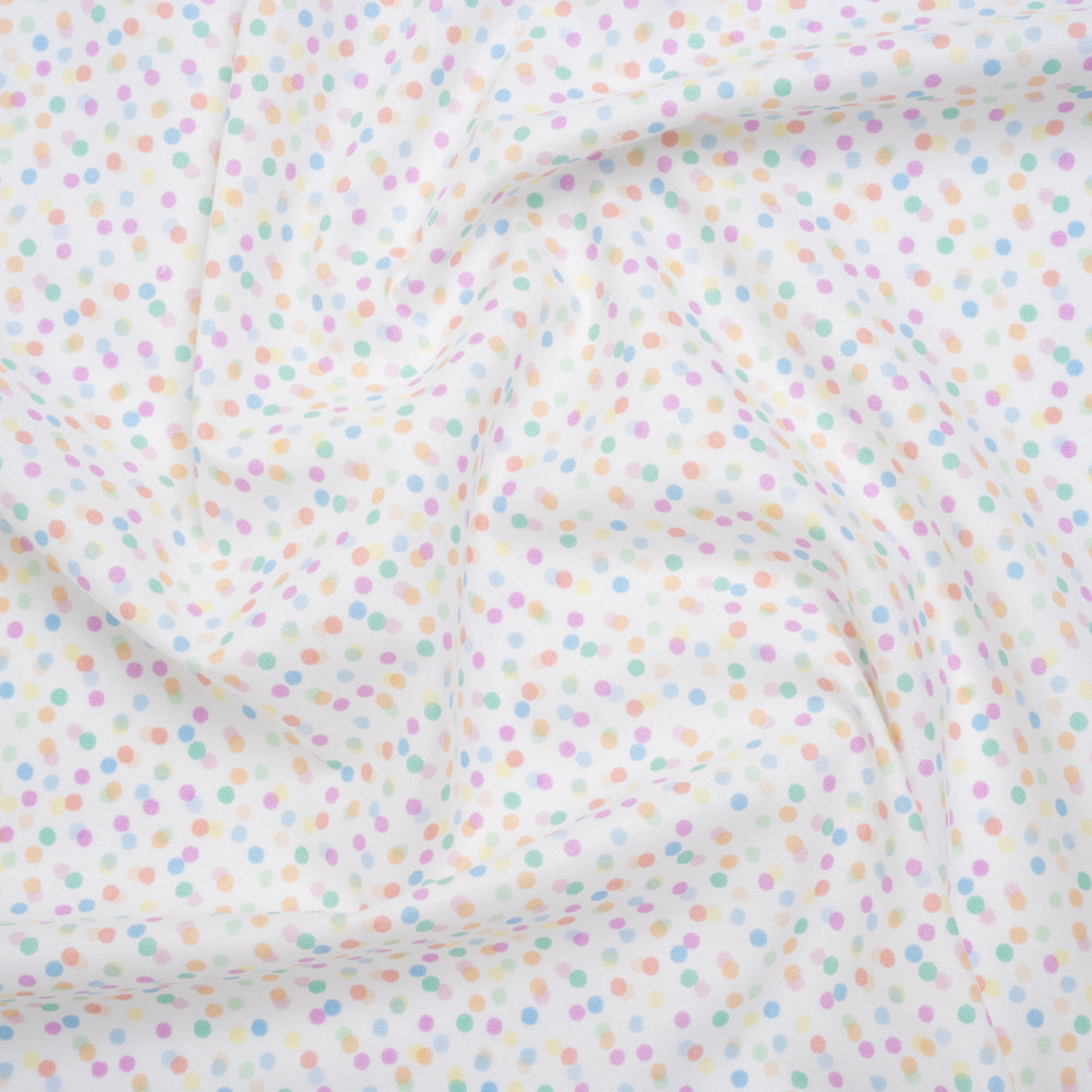 Printed Quilting Cotton by Ghazal Razavi for FIGO Studio - Pastel Rainbow and White Candy Dots - Dovetail Collection