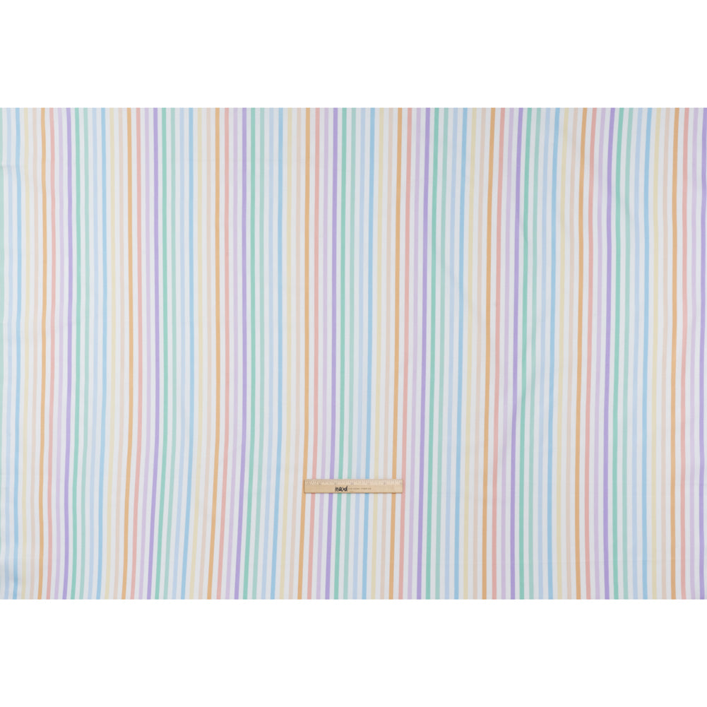 Printed Quilting Cotton by Ghazal Razavi for FIGO Studio - Pastel Rainbow and White Gummy Stripes - Dovetail Collection Full