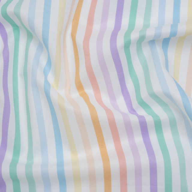 Printed Quilting Cotton by Ghazal Razavi for FIGO Studio - Pastel Rainbow and White Gummy Stripes - Dovetail Collection