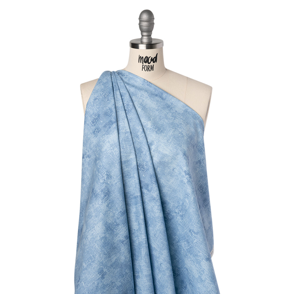 Printed Quilting Cotton by Northcott - Stonewash Denim Painterly Texture - Canvas Collection Folded