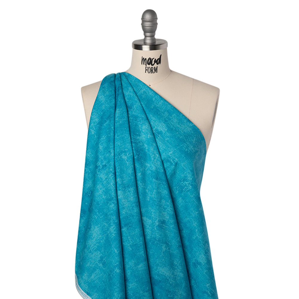 Printed Quilting Cotton by Northcott - Aqua Painterly Texture - Canvas Collection - Folded