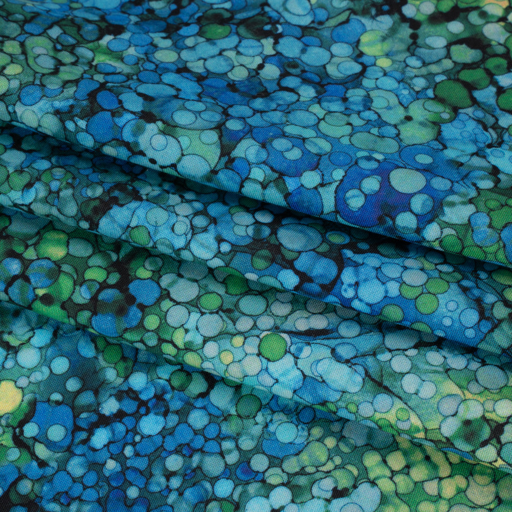 Printed Quilting Cotton by Northcott - Peacock Bubbles - Bliss Collection - Detail