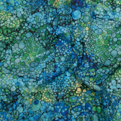 Printed Quilting Cotton by Northcott - Peacock Bubbles - Bliss Collection