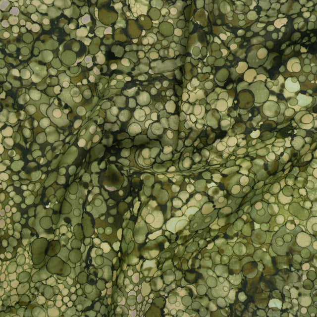 Printed Quilting Cotton by Northcott - Olive Bubbles - Bliss Collection Drape