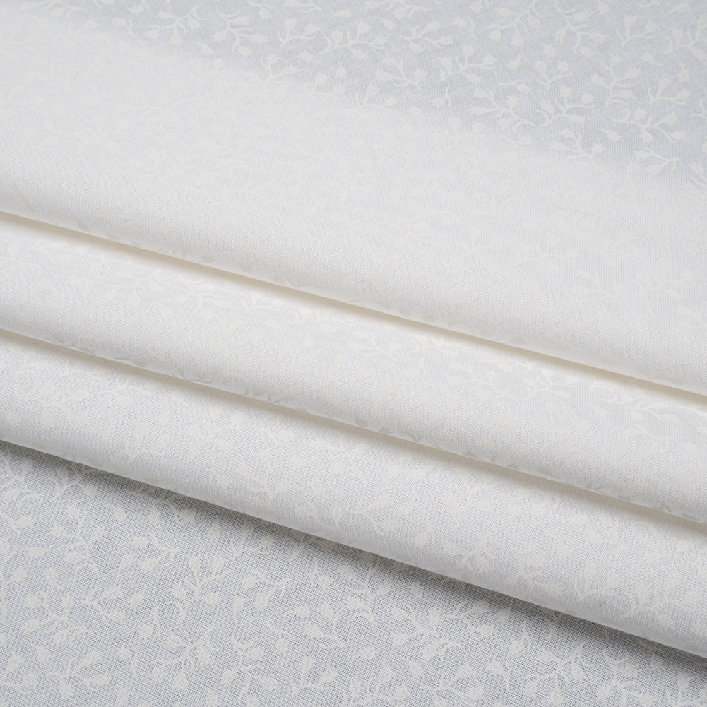 Printed Quilting Cotton by Patrick Lose for Northcott - White on White Baby's Breath Floral - Basically Black & White Collection Folded