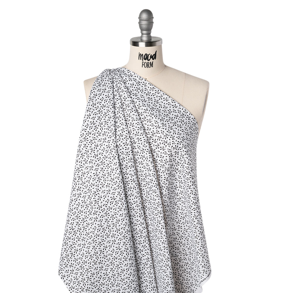 Printed Quilting Cotton by Patrick Lose for Northcott - Black on White Baby's Breath Floral - Basically Black & White Collection - Drape