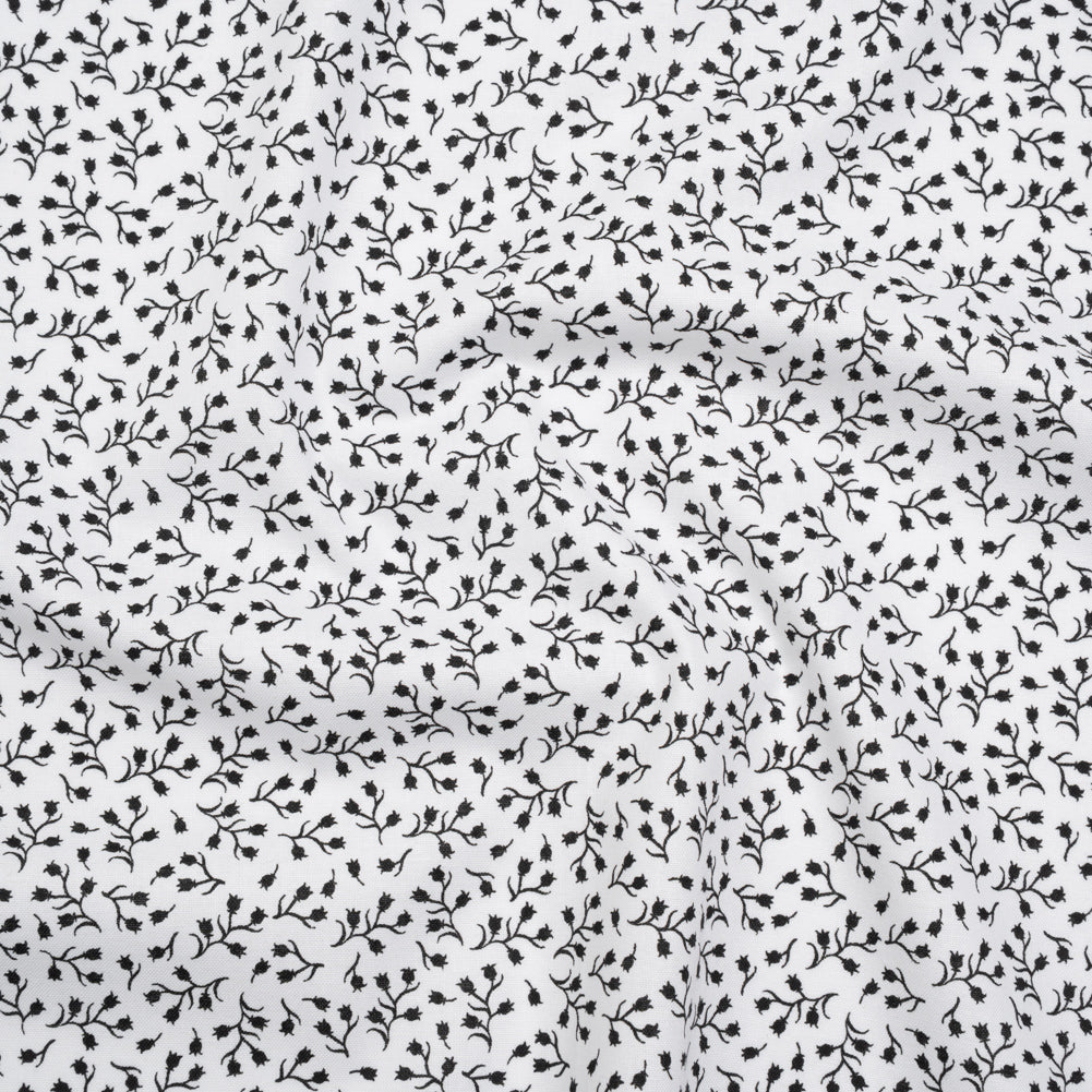 Printed Quilting Cotton by Patrick Lose for Northcott - Black on White Baby's Breath Floral - Basically Black & White Collection