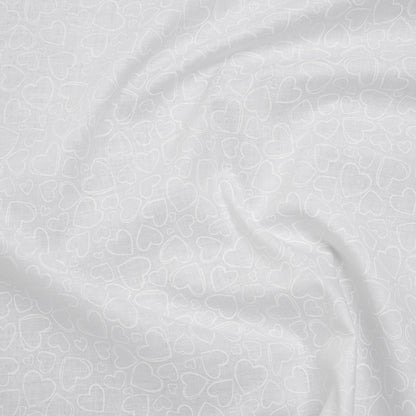 Printed Quilting Cotton by Patrick Lose for Northcott - White on White Doodle Hearts - Basically Black & White Collection