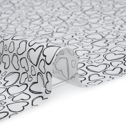 Printed Quilting Cotton by Patrick Lose for Northcott - Black on White Doodle Hearts - Basically Black & White Collection