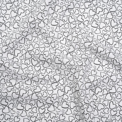 Printed Quilting Cotton by Patrick Lose for Northcott - Black on White Doodle Hearts - Basically Black & White Collection