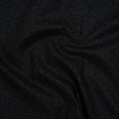Printed Quilting Cotton by Patrick Lose for Northcott - Black on Black Doodle Hearts - Basically Black & White Collection